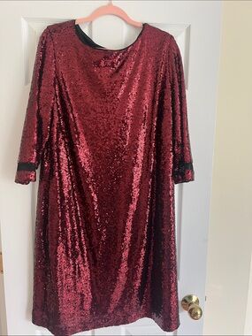 Lane Bryant red sequin dress with black accents size 20